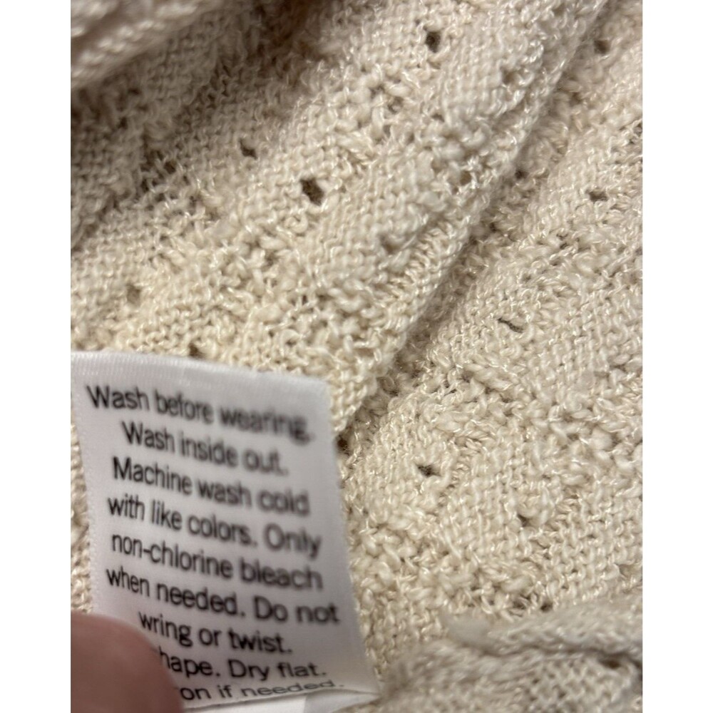 Croft & Barrow Women’s Lightweight Cream Color Open Knit Cardigan Size M - Picture 4 of 6